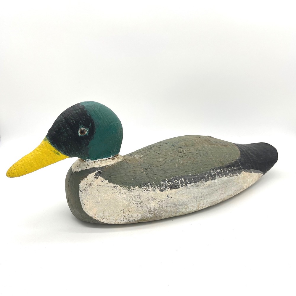 Vintage Hand Painted Wood Mallard Duck Decoy Rustic Cabin Lodge Decor 16.5 Inch